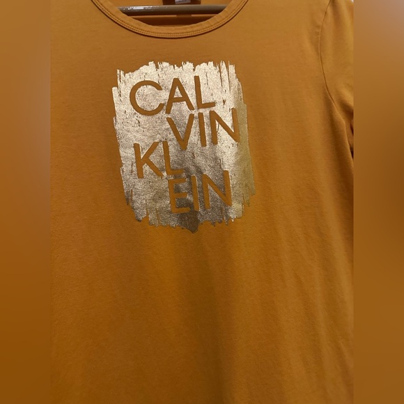 Calvin Klein Gold T-Shirt Dress - Size Medium - Picture 2 of 4